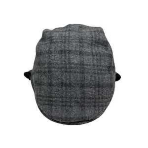 All American Stetson Cabbie Newsboy Wool Blend Ear Flap Plaid Gray Men S/M‎